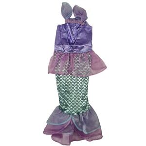 Ghnatygren Girls Mermaid Costume Purple Teal Metallic Scale Dress Up Size 150‎